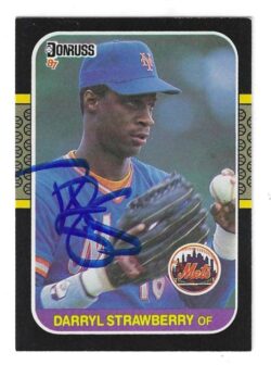 Autographed DARRYL STRAWBERRY New York Mets 1987 Donruss Card