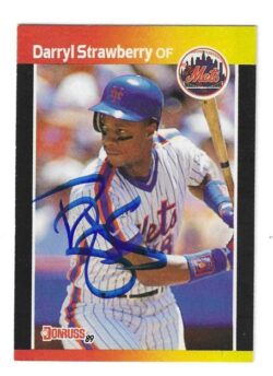 Autographed DARRYL STRAWBERRY New York Mets 1989 Donruss Card