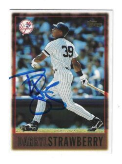 Autographed DARRYL STRAWBERRY New York Yankees 1997 Topps Card