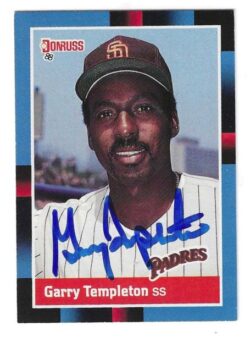 Autographed GARRY TEMPLETON San Diego Padres 1988 Donruss Card