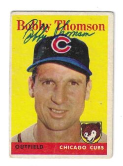 Autographed BOBBY THOMSON Chicago Cubs 1958 Topps Card