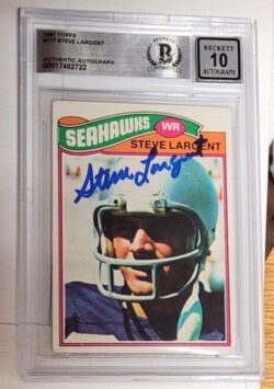 Autographed STEVE LARGENT Seattle Seahawks 1977 Topps Card #177 BAS Beckett Slabbed Grade 10