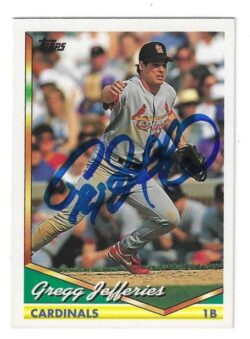 Autographed GREGG JEFFERIES St. Louis Cardinals 1994 Topps card #660