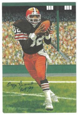 Autographed OZZIE NEWSOME "HOF 99" Cleveland Browns Goal Line Art Card