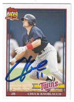Autographed CHUCK KNOBLAUCH Minnesota Twins 1991 Topps Card