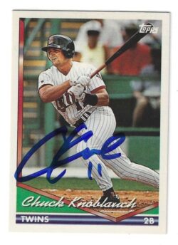 Autographed CHUCK KNOBLAUCH Minnesota Twins 1994 Topps Card