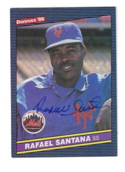 Autographed RAFAEL SANTANA New York Mets 1986 Donruss Card